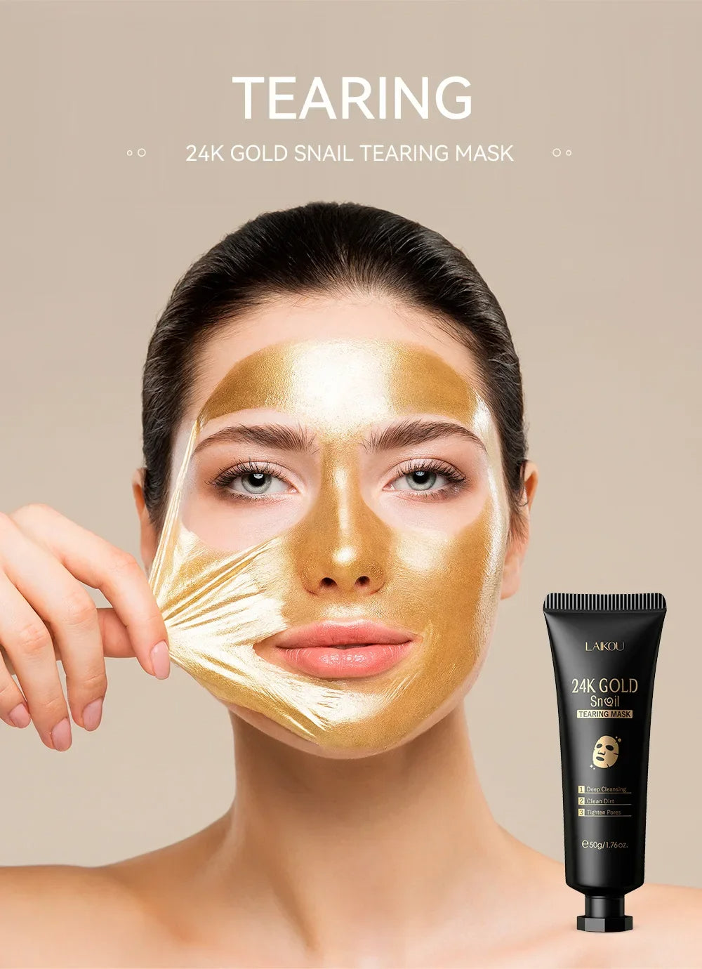 Masque Peel-Off 24K Gold & Bave d’Escargot – Purifiant & Éclat