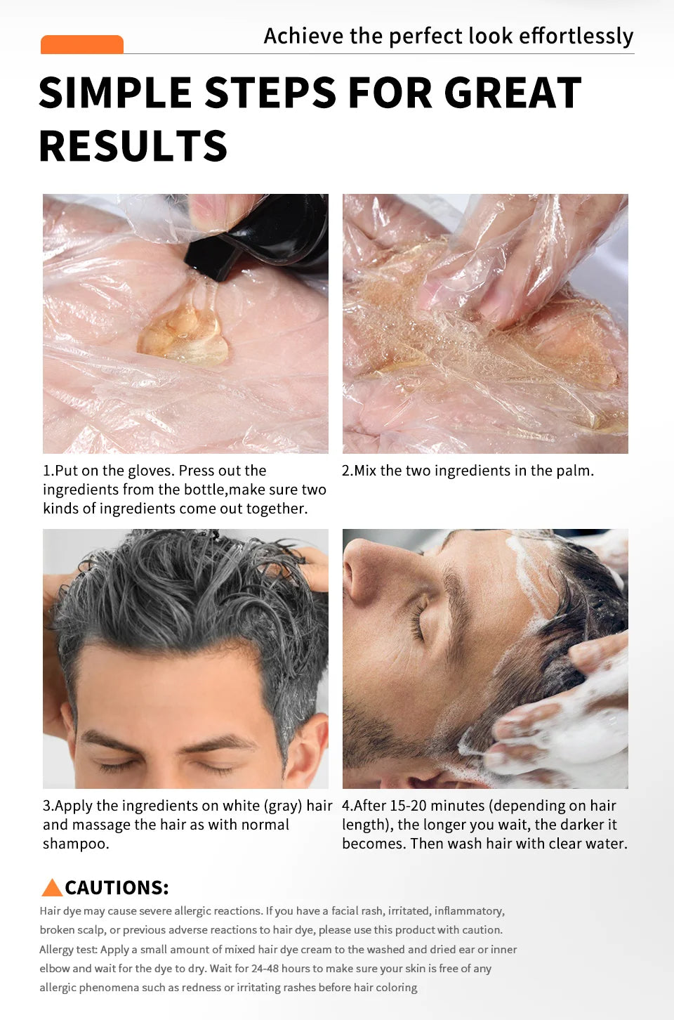 Shampooing Colorant Noir 5-en-1 pour Hommes – Colore, Nettoie & Nourrit