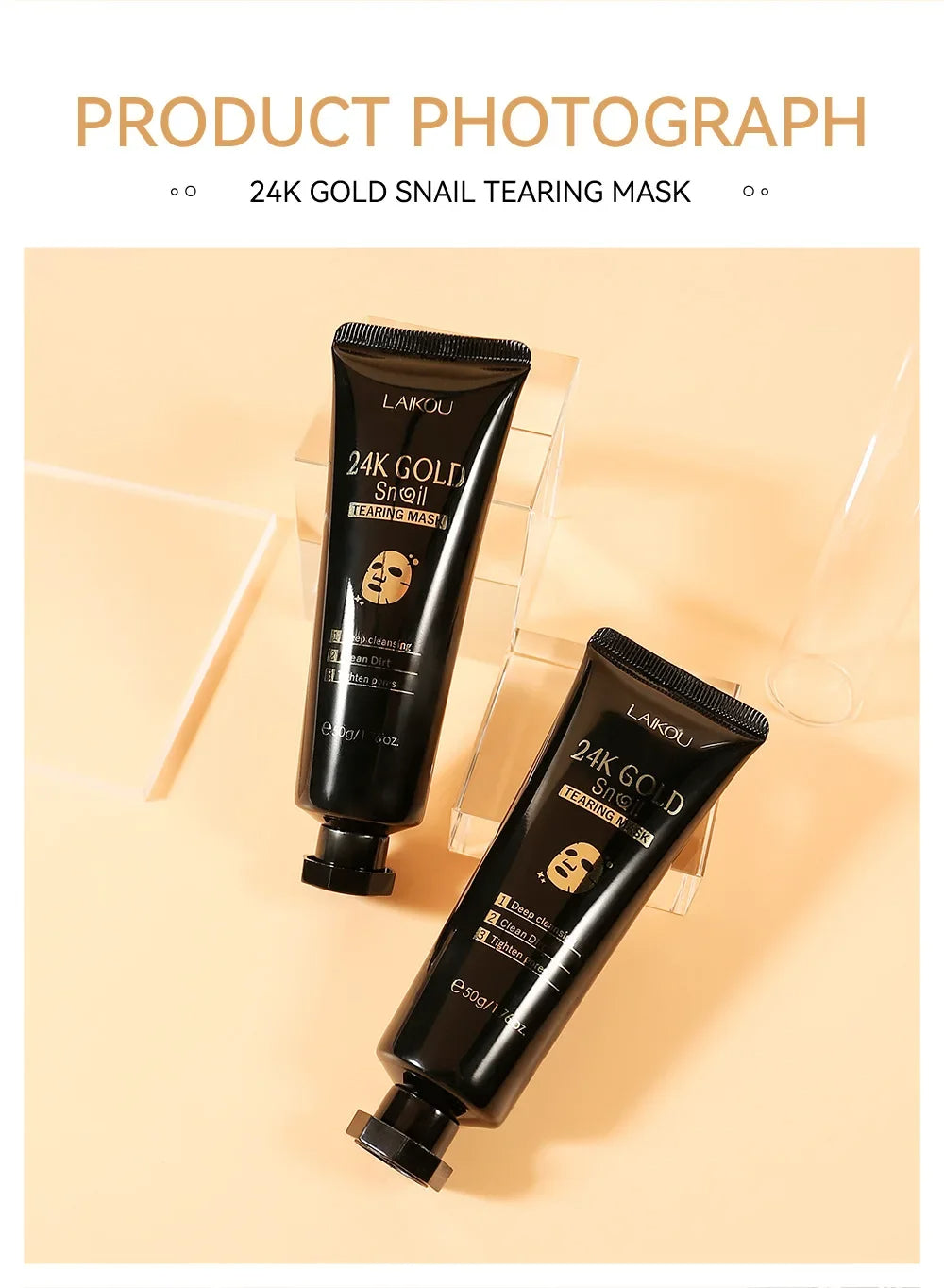 Masque Peel-Off 24K Gold & Bave d’Escargot – Purifiant & Éclat