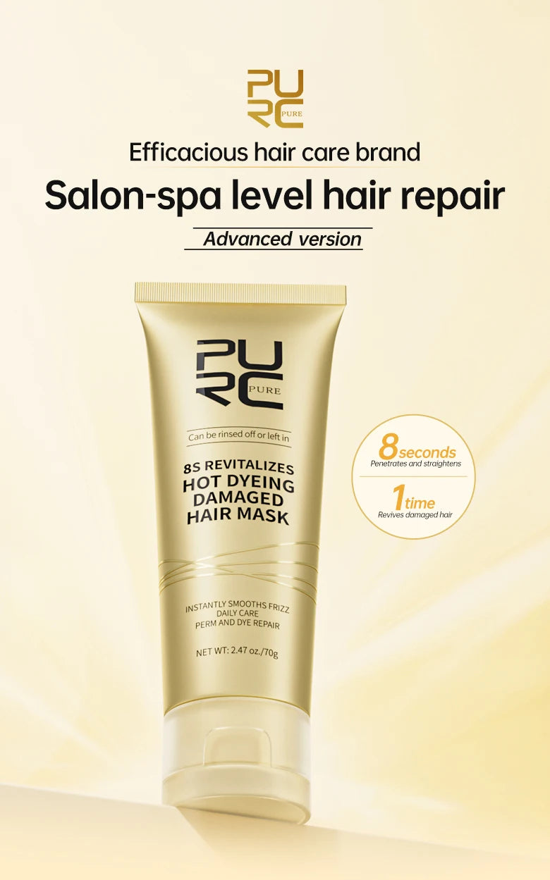 PURC 8 Seconds Hair Mask – Salon Spa Repair for Damaged & Dyed Hair