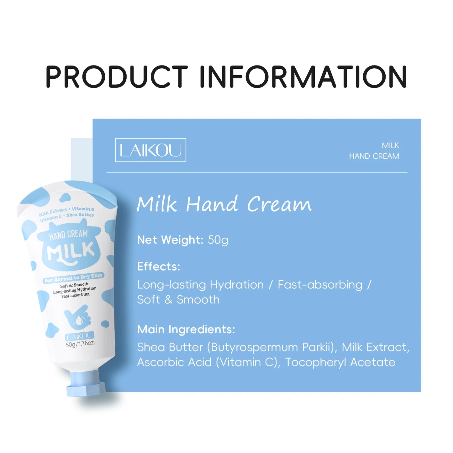Crème pour les Mains au Lait – Hydratation Intense & Douceur