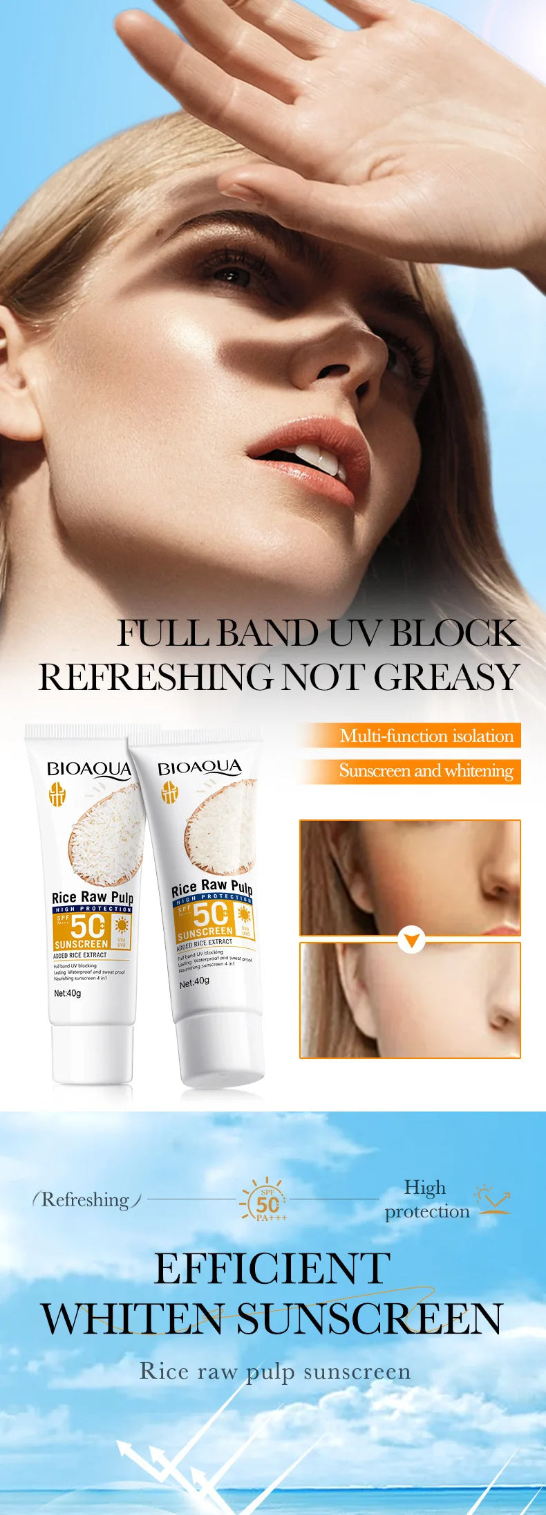 Crème solaire pour le visage SPF 50 +