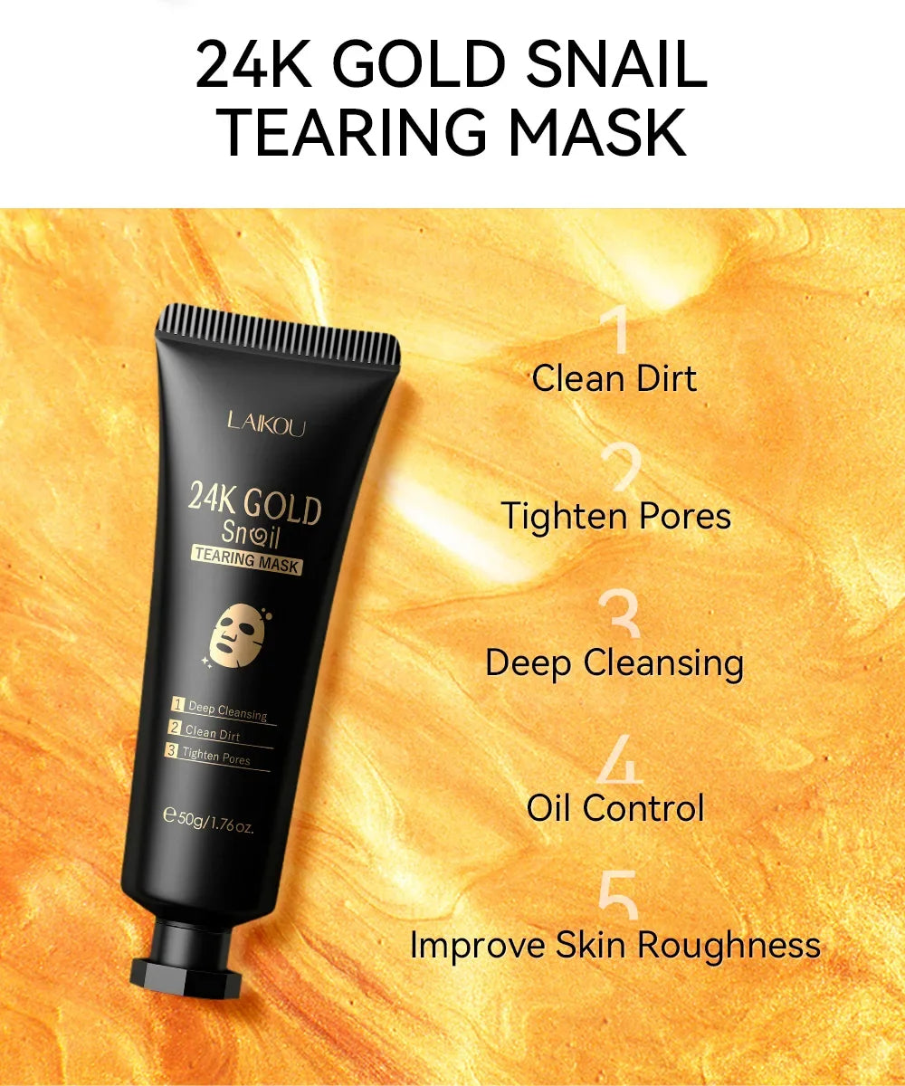 Masque Peel-Off 24K Gold & Bave d’Escargot – Purifiant & Éclat
