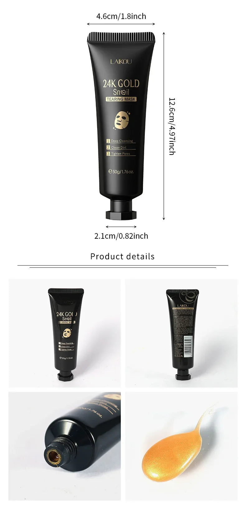 Masque Peel-Off 24K Gold & Bave d’Escargot – Purifiant & Éclat