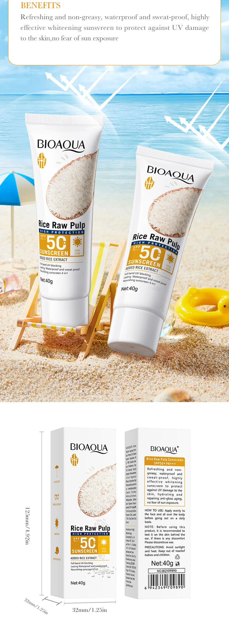 Crème solaire pour le visage SPF 50 +