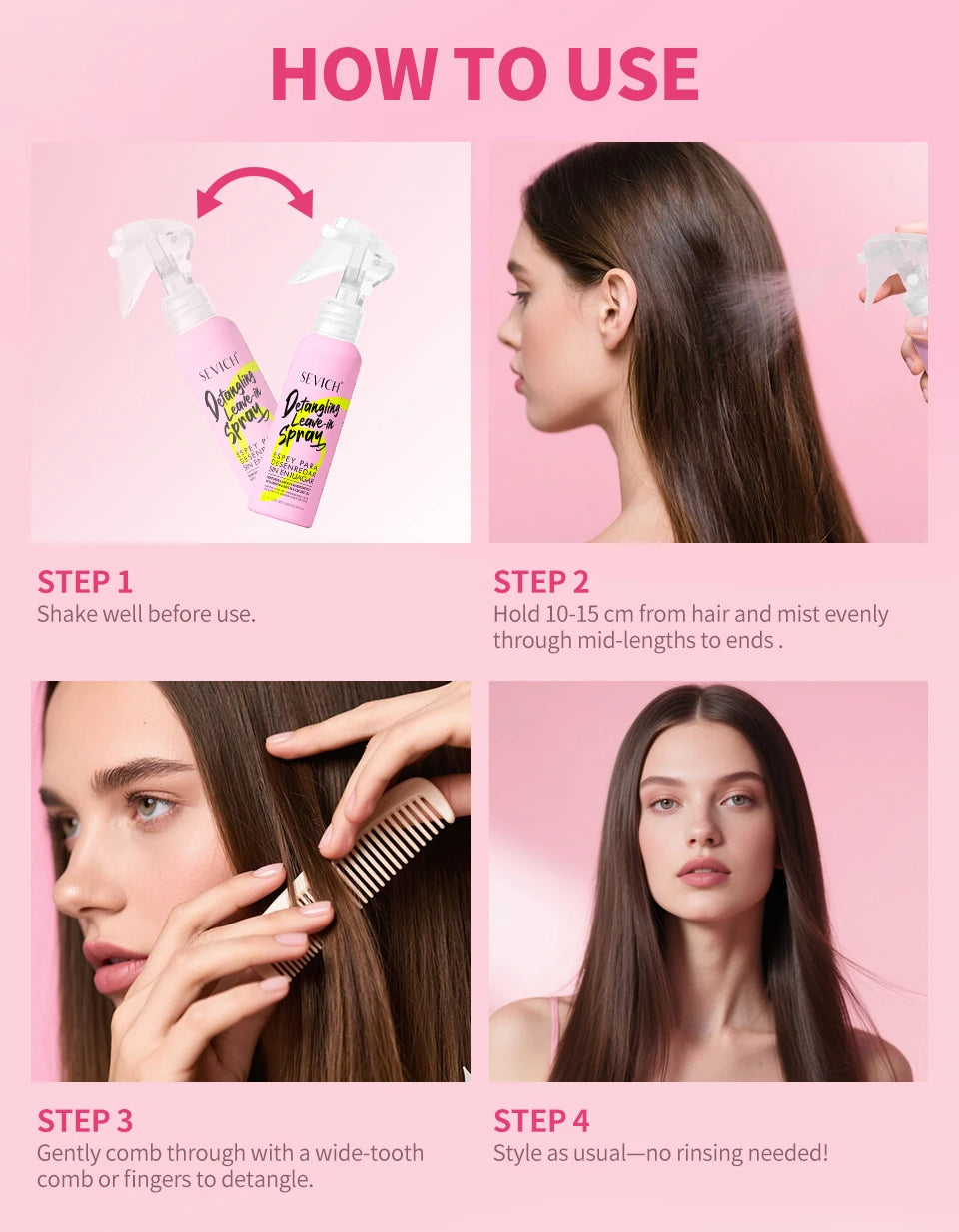 Spray essentiel pour cheveux secs et endommagés, soins capillaires