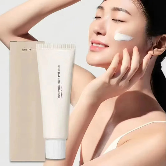 SPF50+ Sunscreen Korean Rice Probiotic Sunscreen Whitening Cream Anti-UV Sunscreen Face Gentle Moisturizer 50ml