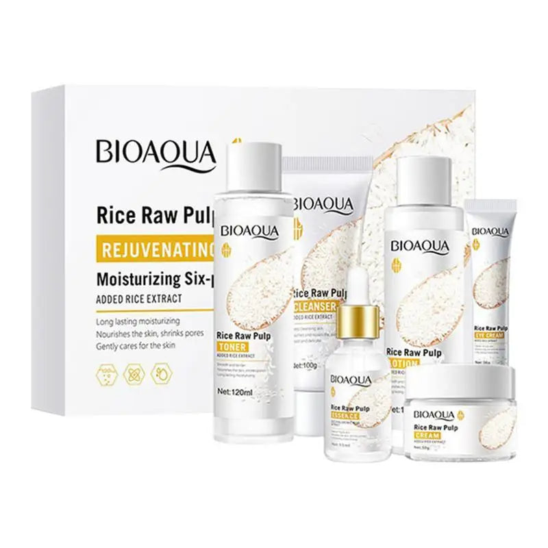 6pc Rice Puree Facial Skin Care Set Rice Cleanser Moisturizing Essences Cream Repairing Toner Emulison Eye Cream Korean Cosmetic