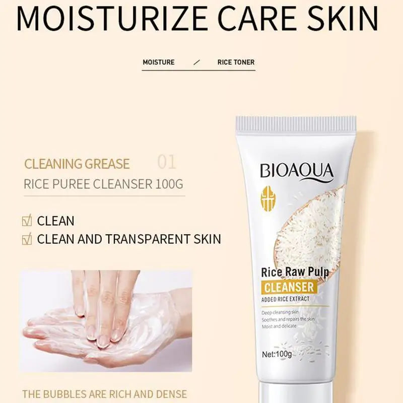 6pc Rice Puree Facial Skin Care Set Rice Cleanser Moisturizing Essences Cream Repairing Toner Emulison Eye Cream Korean Cosmetic