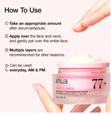 Crème Hydratante Éclaircissante Niacinamide & Pêche – 50 ml